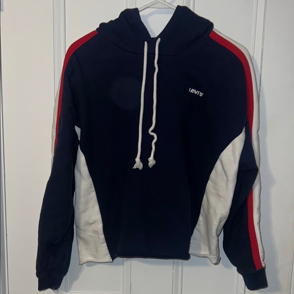 Levi's Sz XL women’s  Navy and White Hoodie  Pit to pit 22"  B39 - Picture 3 of 12